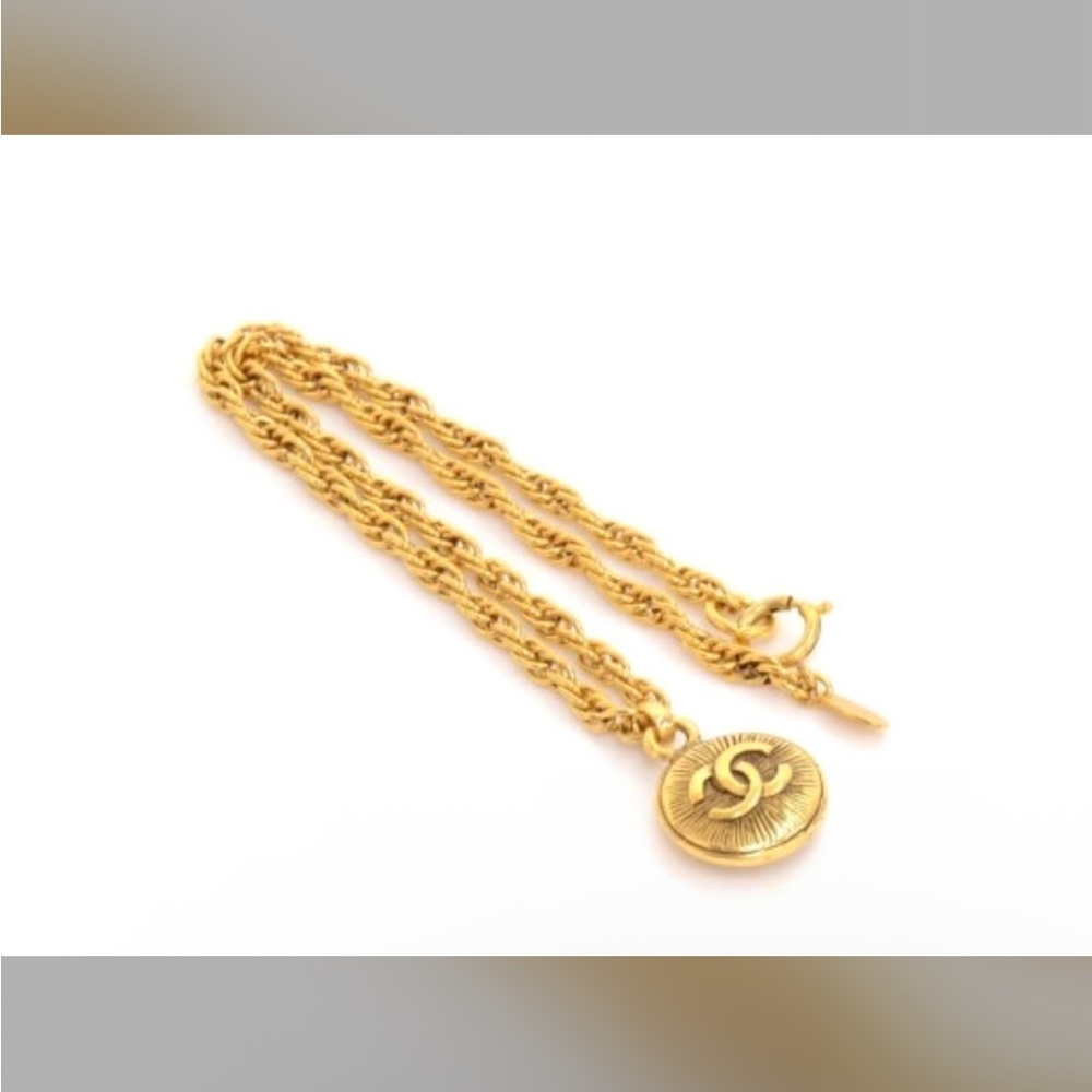 Chanel CC 24k gold plated Round Sunburst Necklace